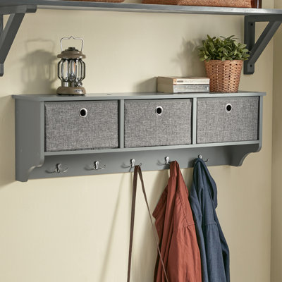 Lakeshore Wall 5 - Hook Wall Mounted Coat Rack with Storage