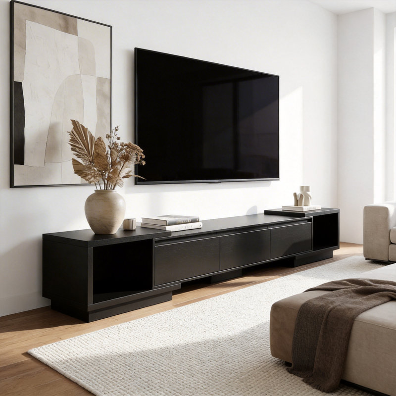 Basharat  Extendable TV Stand for TVs up to 88", Black