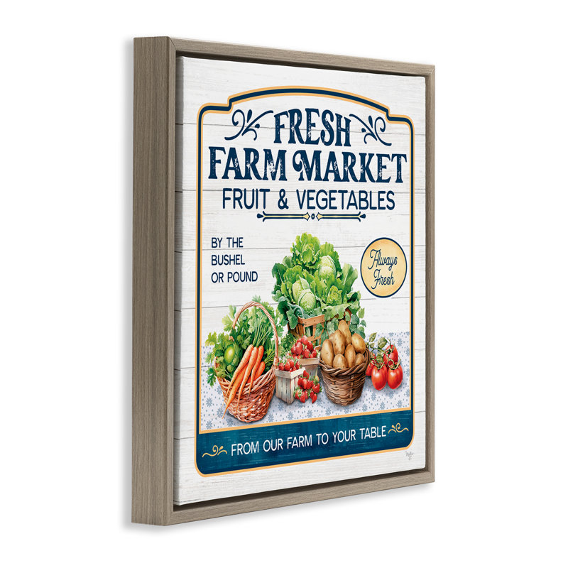 "Fresh Farm Market", art mural encadré par Mollie B., Cadre flottant orme Montalcino, H 18 po x l 18 po