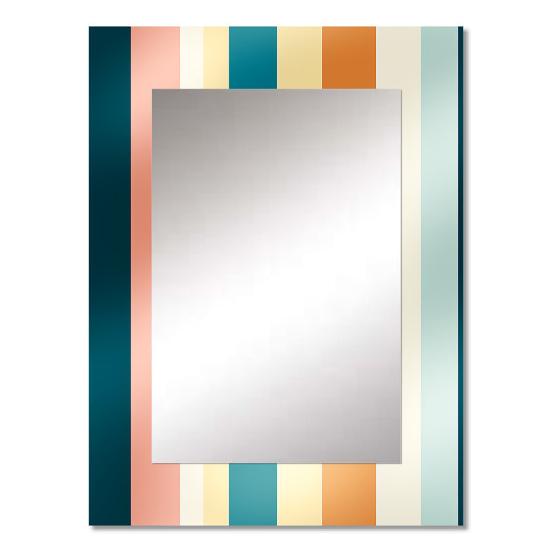 Hadar Retro Revival rayé motif - miroir rayé, rayé, miroir mural décoratif abstrait, art imprimé en métal, 32 po x 24 po