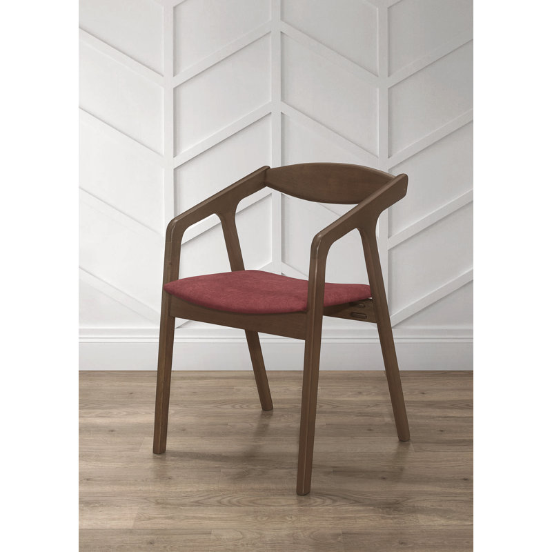 Arbnora 17.5'' H Fabric Upholstered Armchair, Red, Walnut