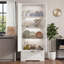 Grande armoire de cuisine blanche autoportante de style maison de campagne avec 4 tablettes et 1 tiroir, idéale pour de multiples cas de figure et pratique pour le rangement.