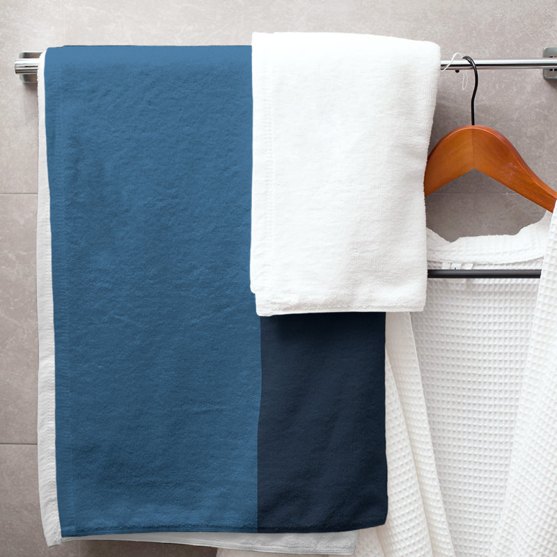 Cotton Blend Lightweight Bath Towel, Blue/Midnight Blue