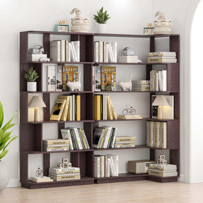 Bibliothèque d'angle peu encombrante avec combinaison libre et extensible, ensemble de 2 tablettes de présentation en plusieurs couleurs pour une organisation à domicile flexible