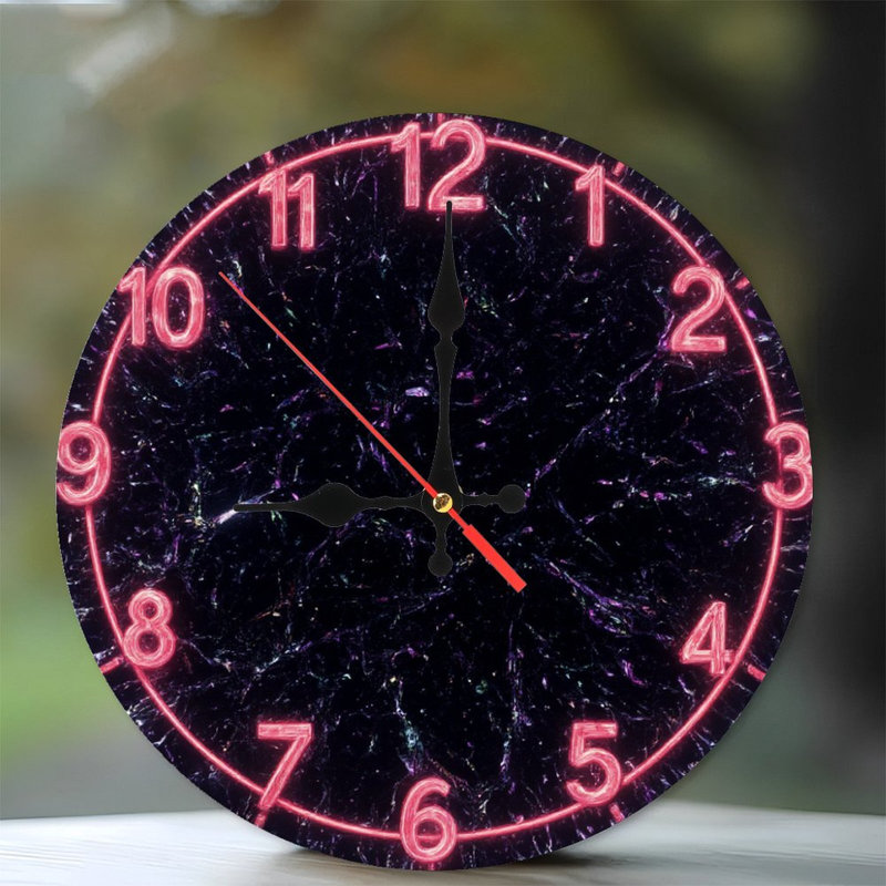 Horloge effet néon en marbre foncé