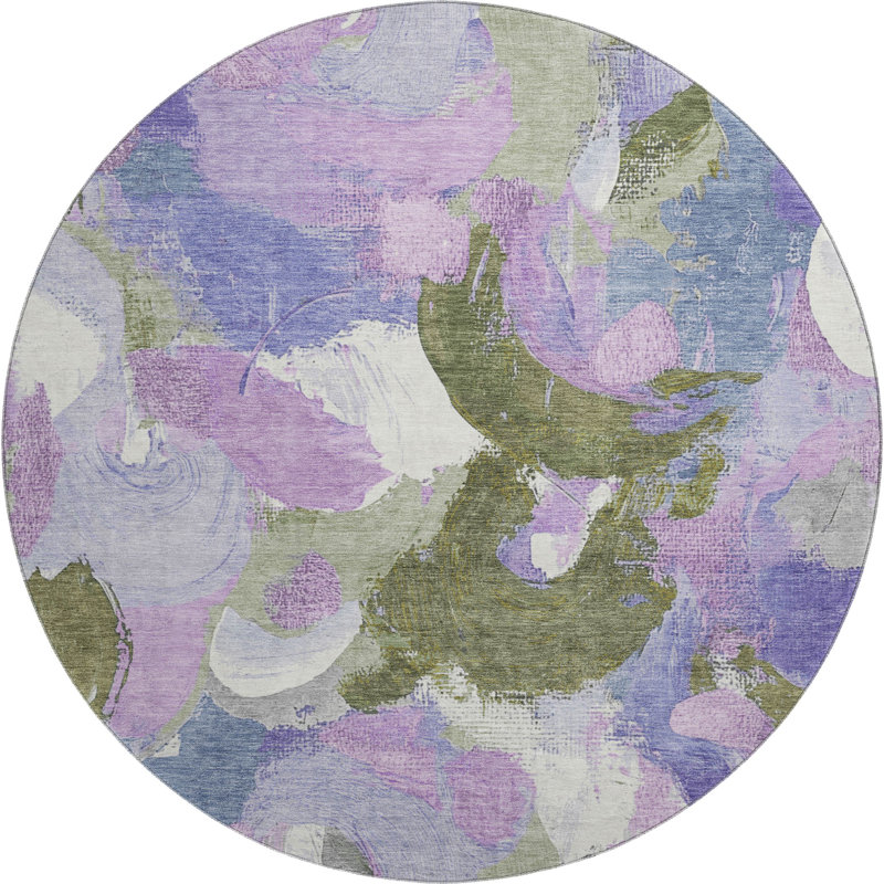 Premium Machine Washable Mouton Abstract Rug, Round 8'