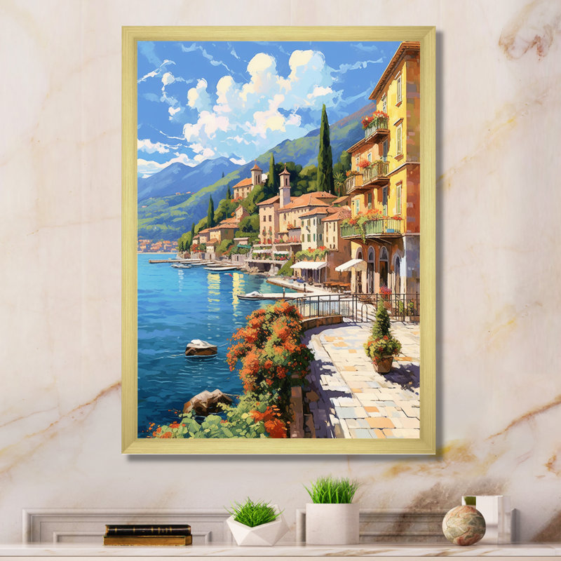 La Dolce Italian Beachside II - Italie, reproduction sur toile encadrée, H 32 po x l 24 po, Cadre photo unique, Doré