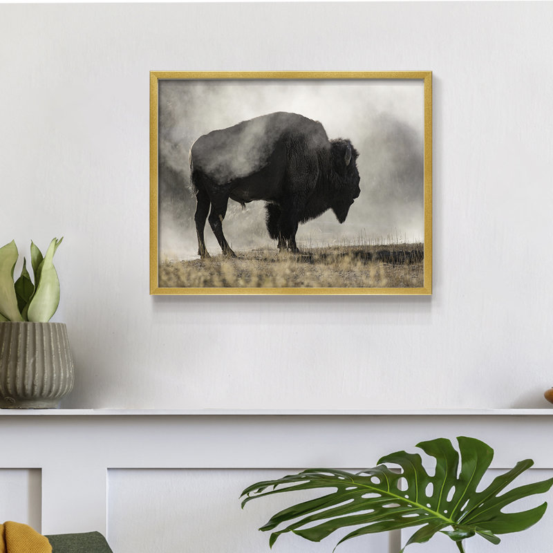 Geyser Basin - Reproduction encadrée - Restickable, H 11 po x l 14 po, Doré