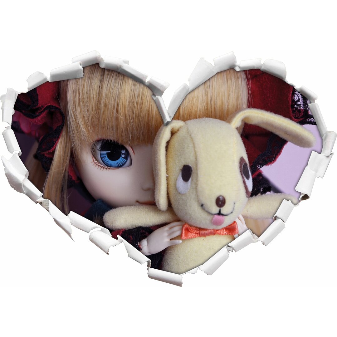 Wandtattoo Rotkäppchen-Pullip mit Hundekuscheltier