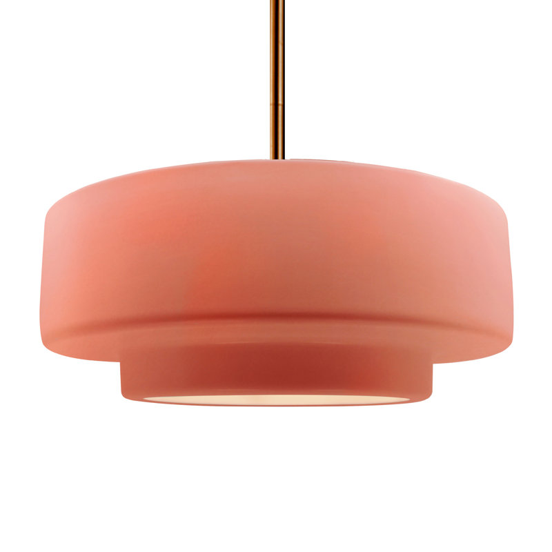 Luminaire suspendu à 1 lumière Meydan, Rosé brillant, H 6 po x l 16,25 po x P 16,25 po, Laiton brossé