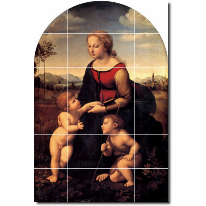 Carreau de céramique décorative 24 po x 36 po 6 po x 6 po, Peinture murale de la mère et de l'enfant Raphael