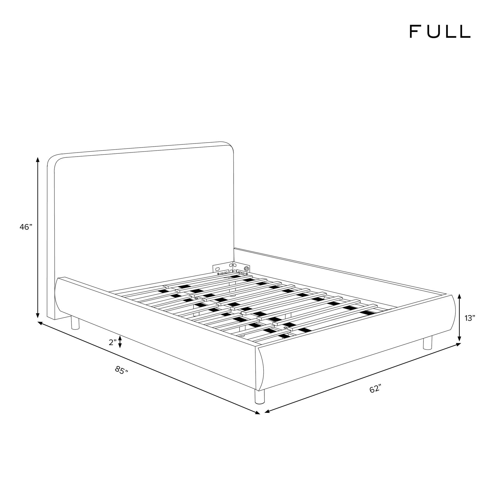 Daphne 46" Platform Bed, Brown, Full / Double