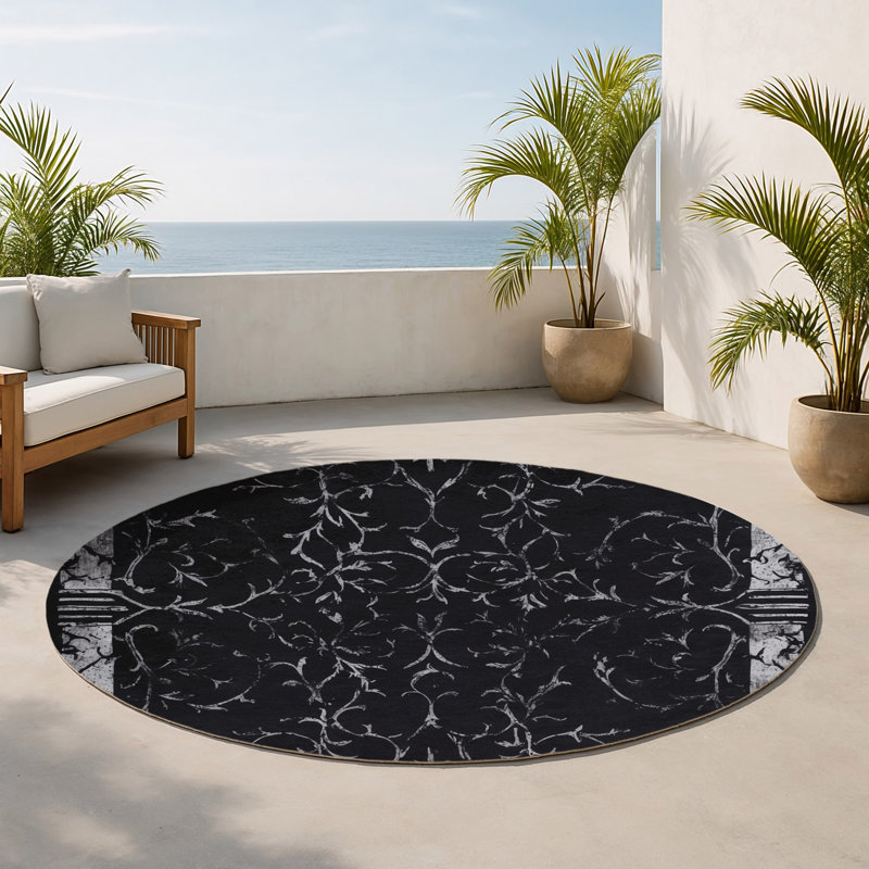 Tapis intérieur et extérieur Velvet Raven, Rond 5 pi
