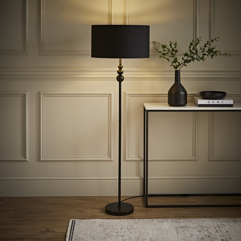 Randalia 145cm Traditional Floor Lamp, Black, Black 