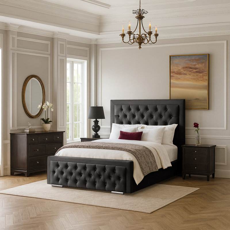 Agusta Upholstered Bed, Asphalt, Single (3')