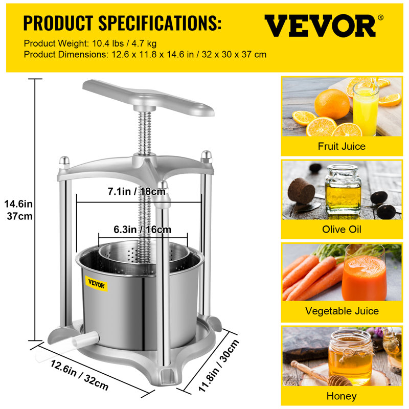 VEVOR Manual Slow Masticating & Cold Press Juicer