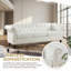 Élégant canapé Chesterfield à accoudoirs roulés de 84,65 po en cuir de polyuréthane blanc intemporel pour des espaces de vie confortables-1148719697