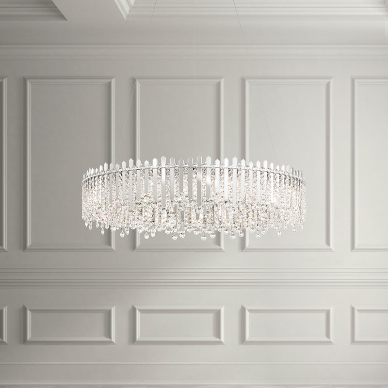 Chatter 18 Light 36in x 8.5in Round Pendant in Gold Mirror with Clear Radiance Crystals, Gold Mirror
