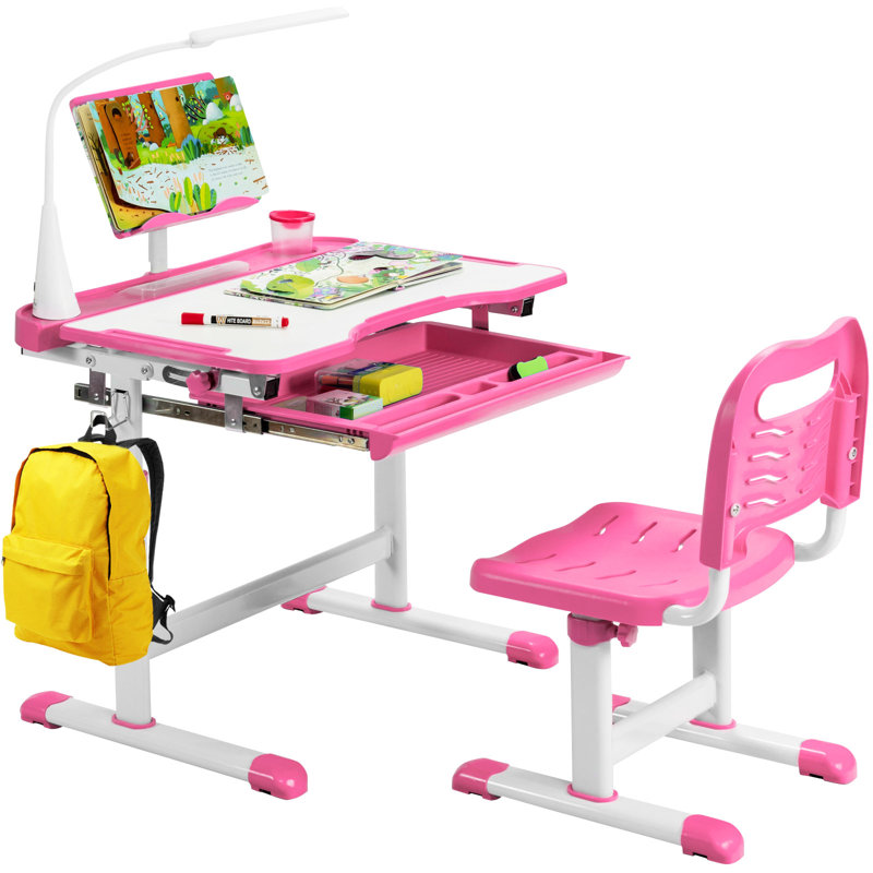 Helland Kids Rectangular Arts And Crafts Table and Chair Set, Pink