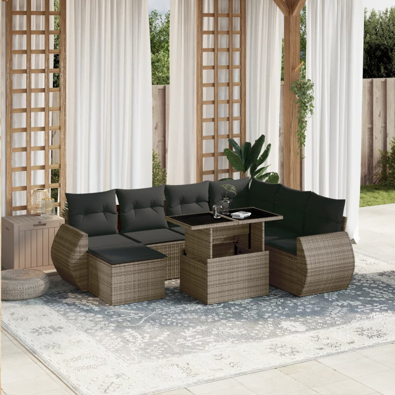 Ensemble de canapé de jardin modulaire en rotin PE gris 8 pièces Vidaxl