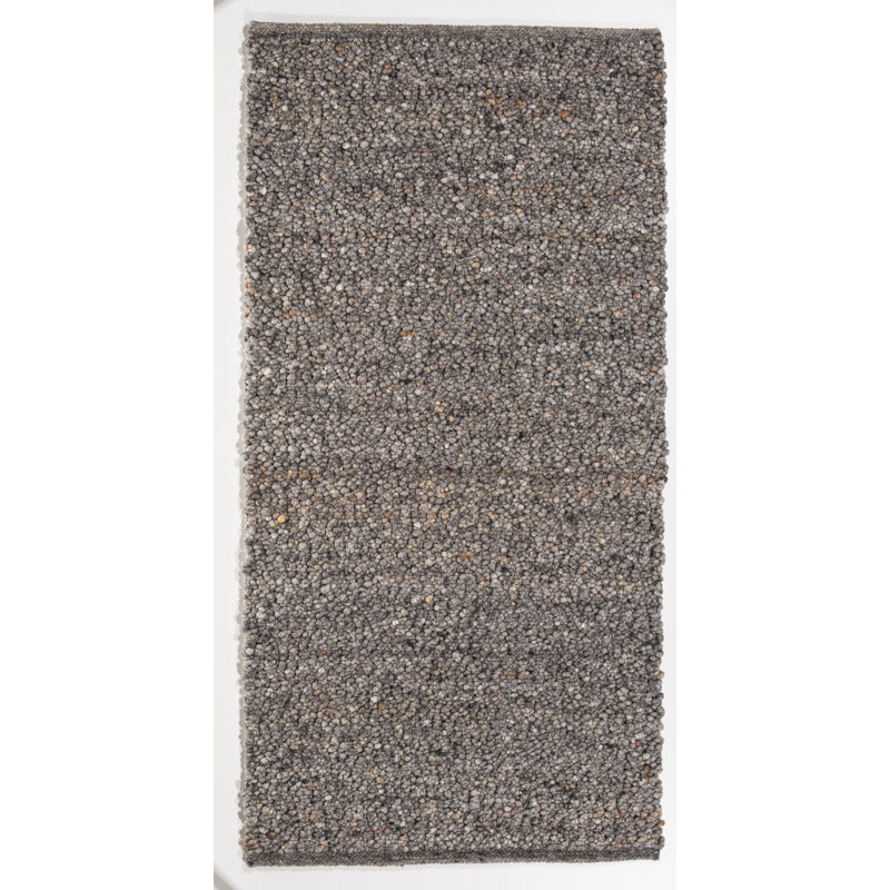 Estevan Solid Colour Wool Area Rug, Rectangular 70 x 140 cm