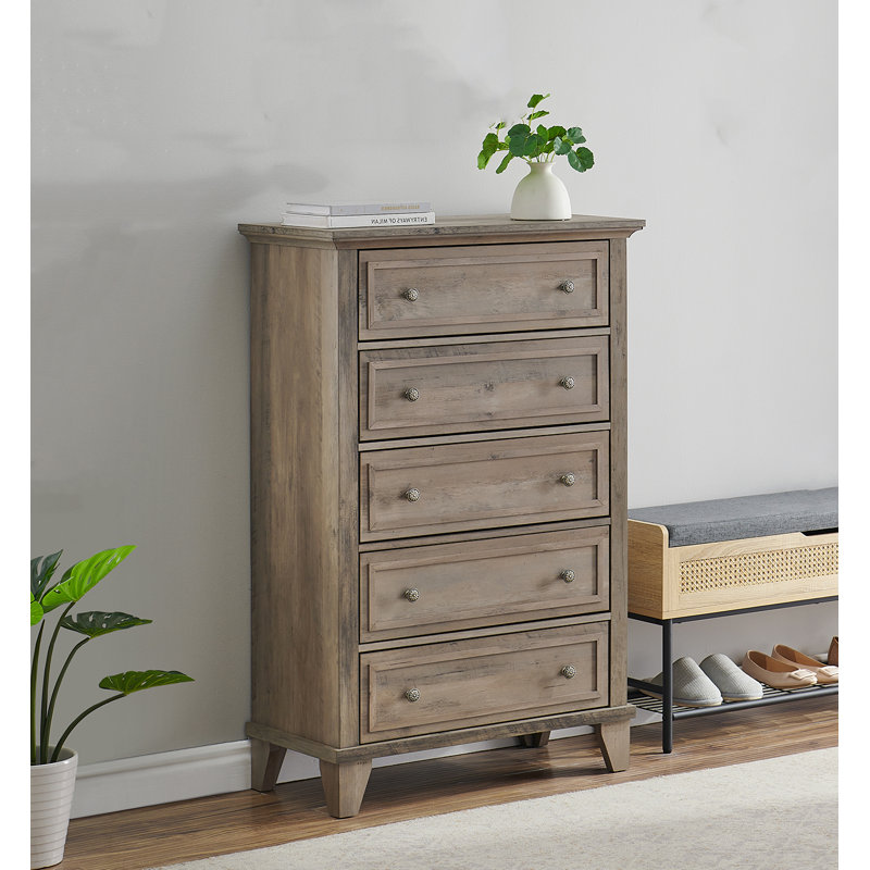 80 cm W Chest of 5 Drawers, Grey