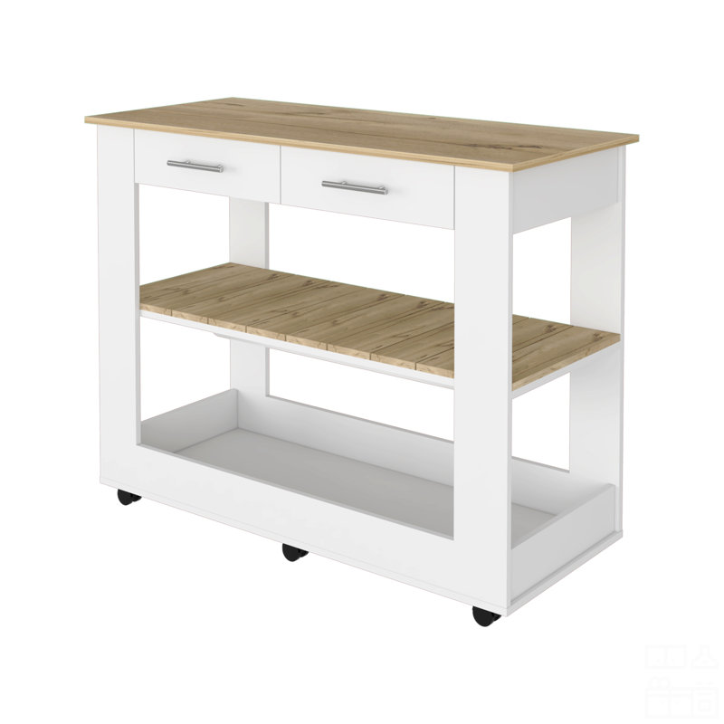 2-Drawer 2-Shelf Kitchen Island
