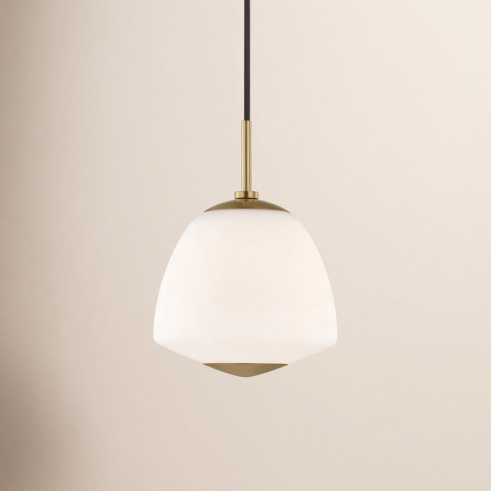 Darby Single Light Glass Dimmable Pendant, Aged Brass, 11" H x 8" W x 8" D