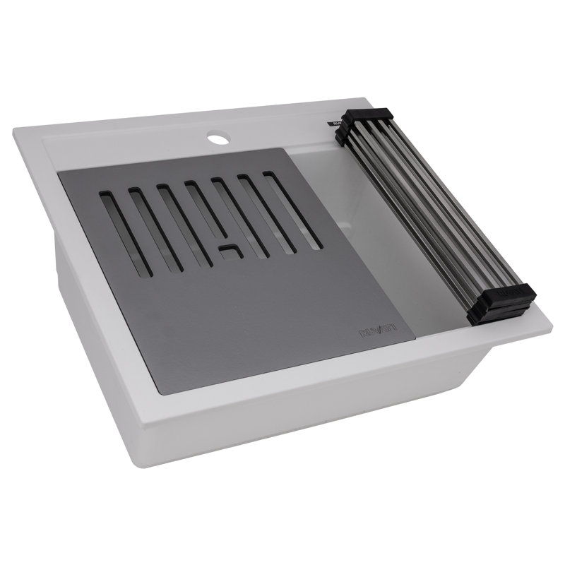 20'' L Drop-In Triple Bowl Granite Composite Kitchen Sink, Black