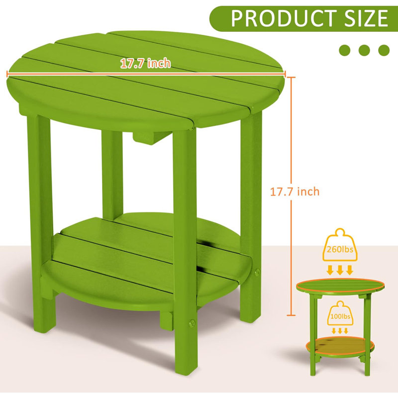 Table d'appoint Classic Classic, table de patio Adirondack à 2 niveaux, Vert citron