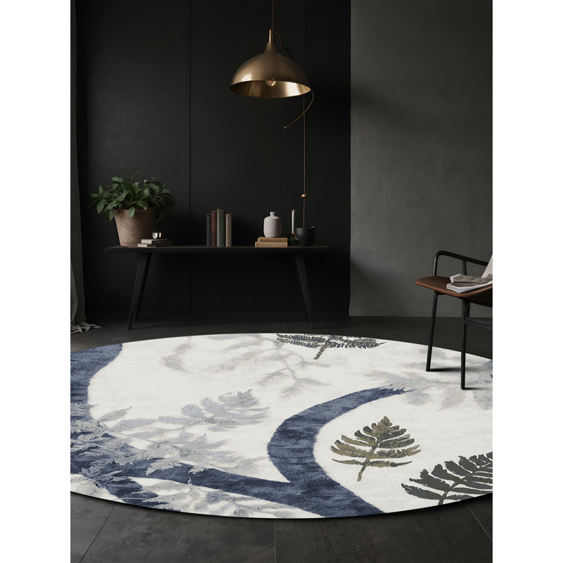 Tapis gris soyeux et moelleux, Rond 8 pi