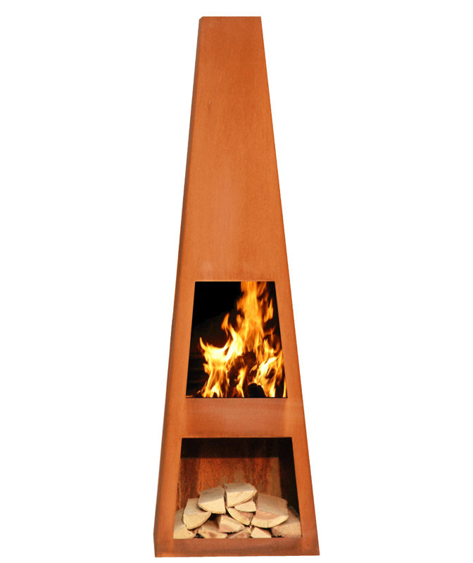 Rizzi Steel Wood Burning Smokeless Chimnea, 122 cm H x 37 cm W x 37 cm D, Black
