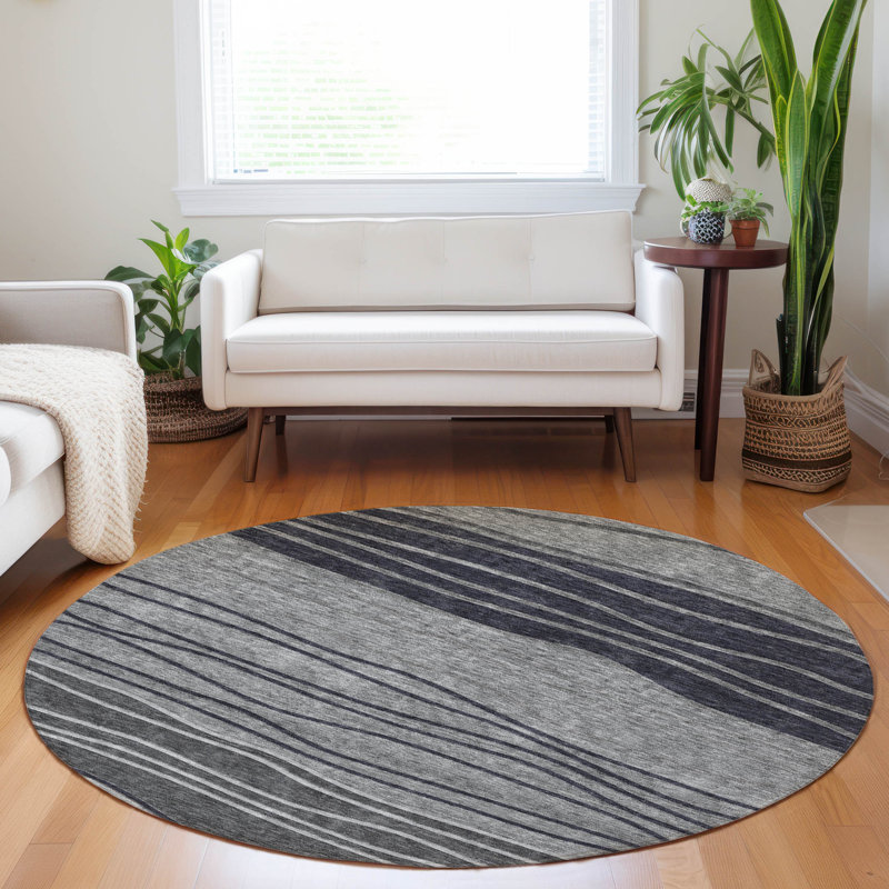 Premium Machine Washable Tweedy Gray Rug, Round 8'