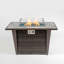 Table de foyer en rotin avec plateau en tuiles de céramique, pare-vent en verre et housse de pluie, couvercle