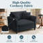 Fauteuil d'appoint surdimensionné en velours côtelé de 118 cm de large, fauteuil d'appoint à assise profonde avec coussins-1575491758
