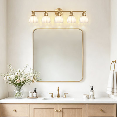 Applique murale moderne pour salle de bain avec abat-jour en verre tulipe floral
