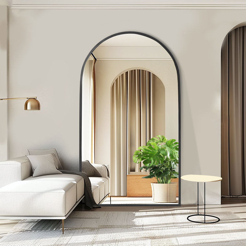 Hildtraud Metal Arch Mirror, Black, 67" H x 39" W