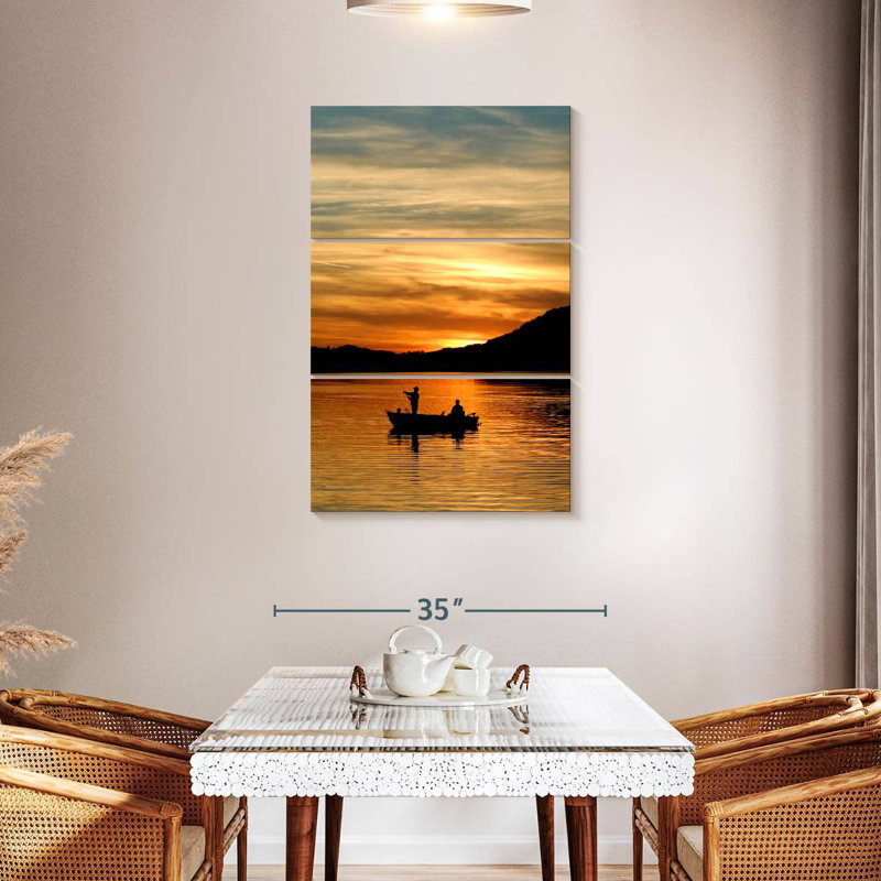 Senne Sunset Fishing Silhouette, 45" H x 28" W
