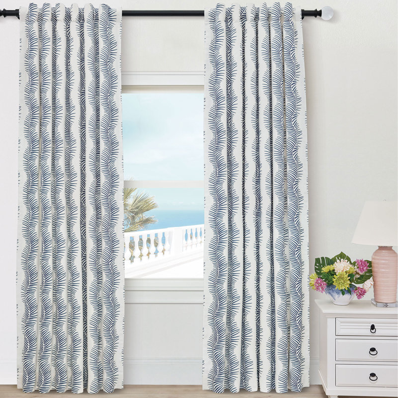 Boca Raton Cotton Blend Floral Room Darkening Curtain, 48" W x 120" L