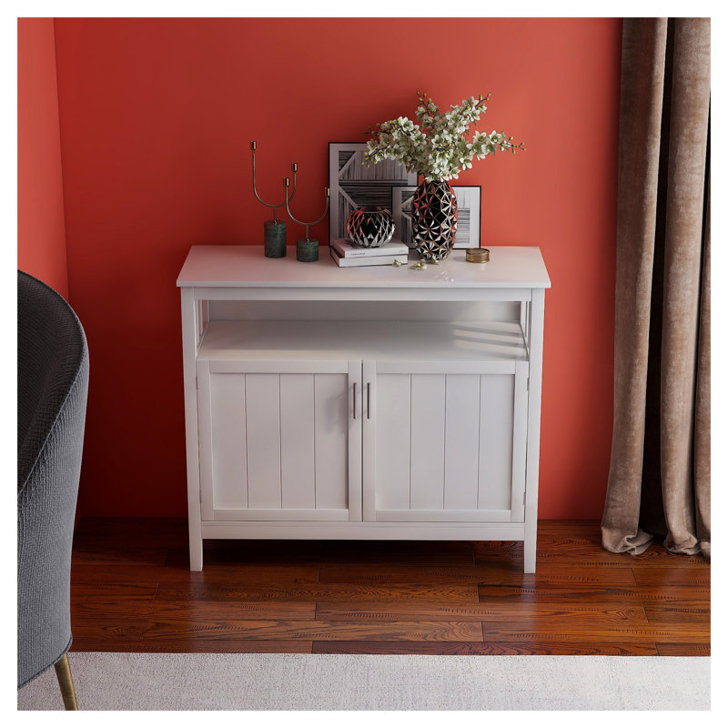Buffet blanc avec rangement réglable et finition laquée UV