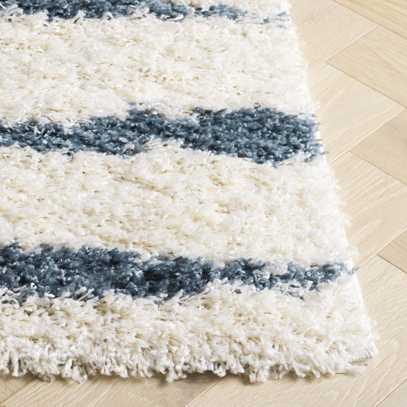 Evgeniy Venus Shag 600 Performance Striped Rug, Square 6'7"
