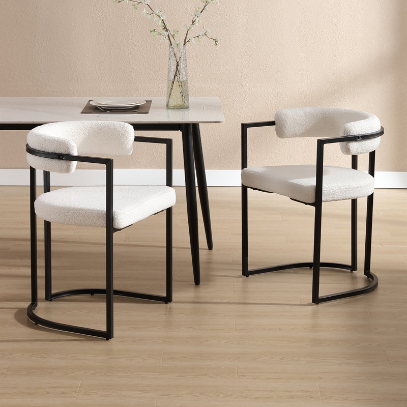 Chaise avec accoudoirs à dossier bas Jesean, Blanc, Noir, noir, noir, noir