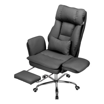 Height-Adjustable Reclining Swivel Office Chair with Footrest