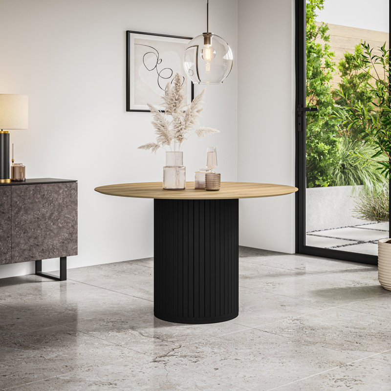 Arlo 120cm Round Dining Table, Oak/Black