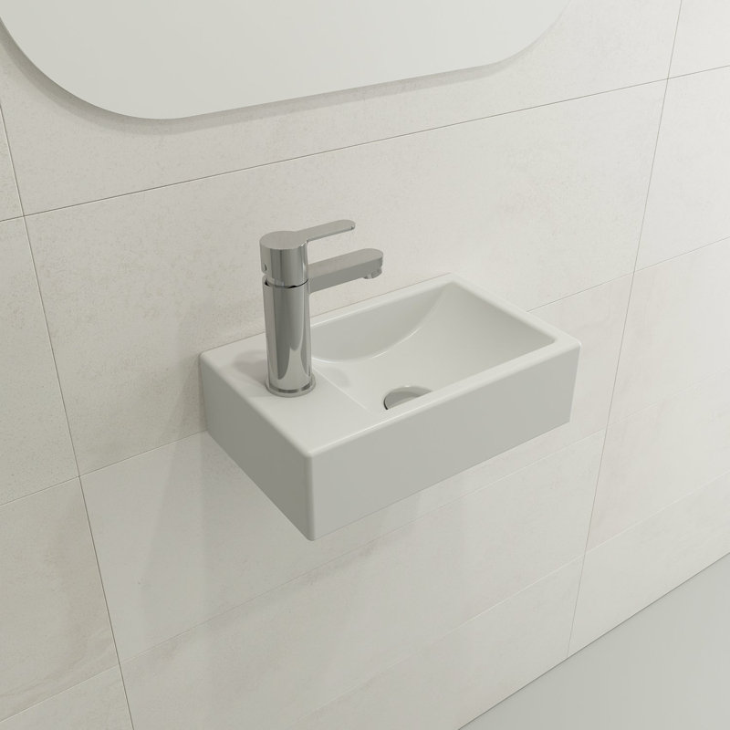 Lavabo de salle de bain rectangulaire double en argile réfractaire 9,06 "BOCCHI Milano, Blanc mat