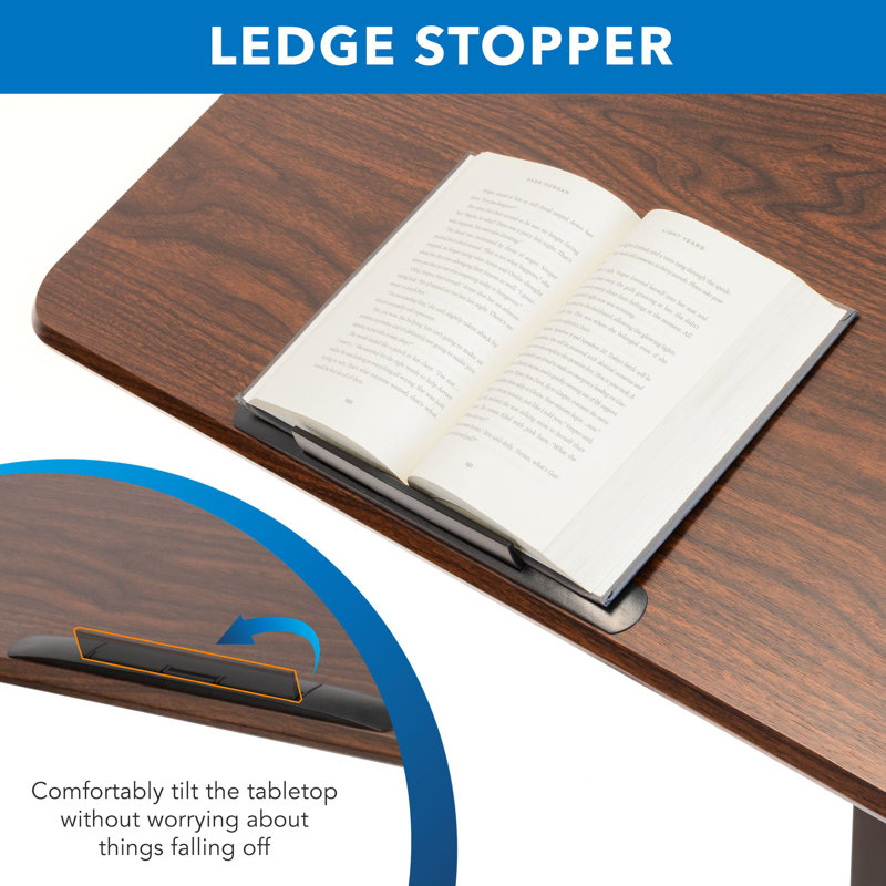 Adjustable Walnut Overbed Table with Tilting Top and Steel Base