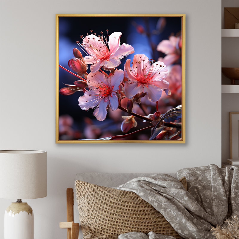 " Pink Rhododendron Elegant Beauty ", Gold Floater Framed, 24" H x 24" W x 1" D