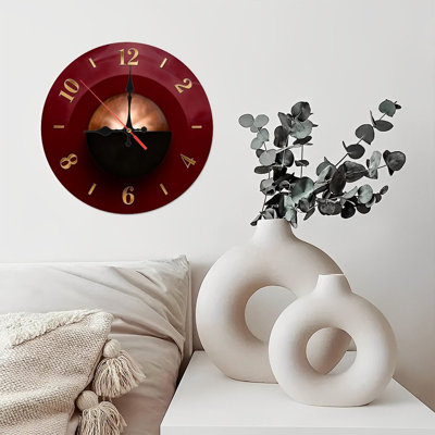 Horloge murale ronde en bois 10 po, mouvement à quartz silencieux, imprimé UV, à piles