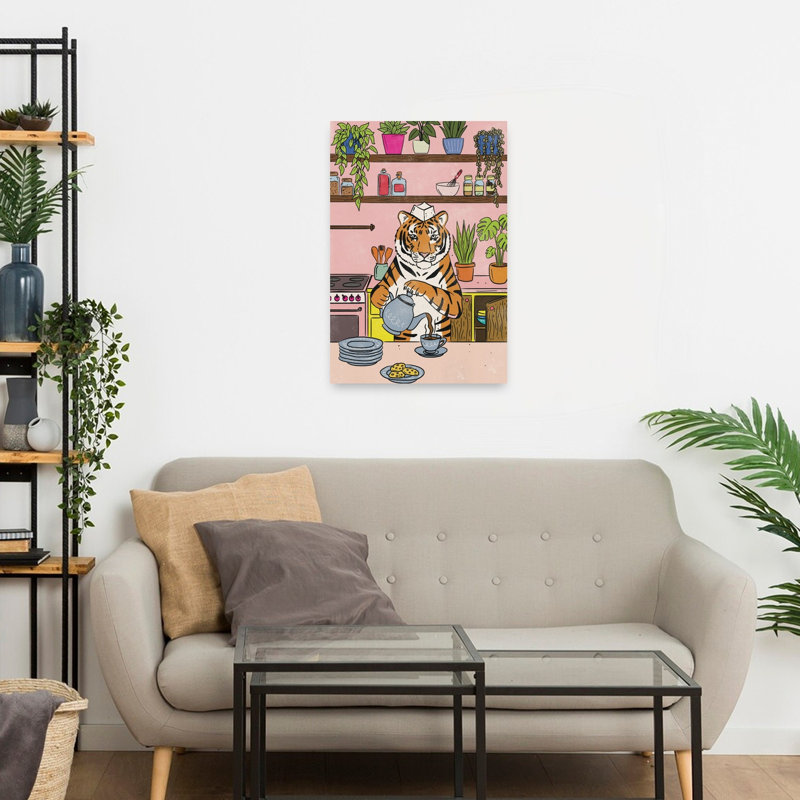 «Tiger's Coffee Break», impression d'art contemporain, 24" H x 16" W