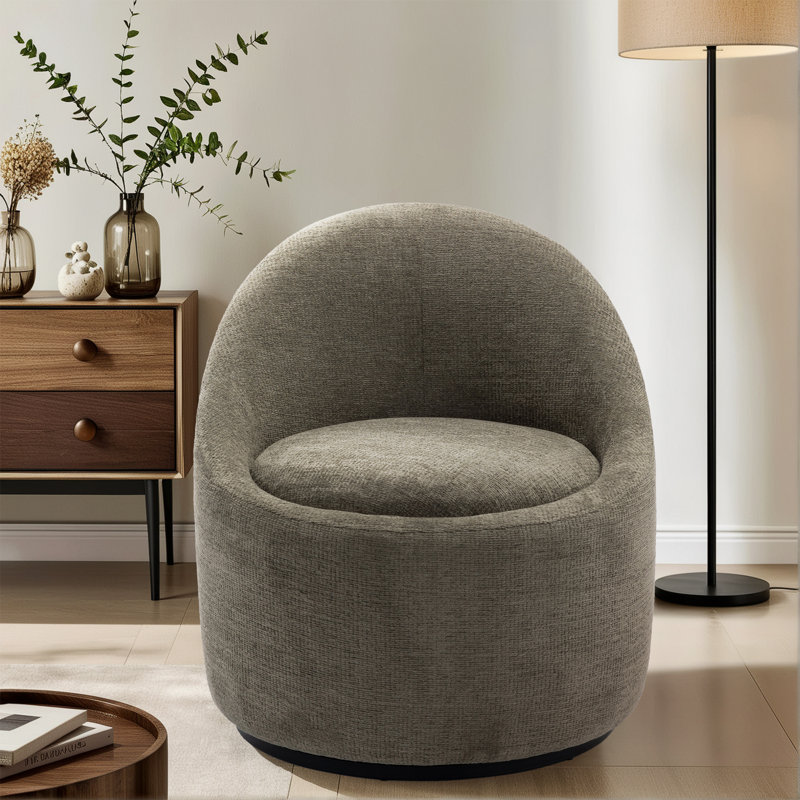 Lawandra 71.9Cm Wide Swivel Barrel Chair, Green